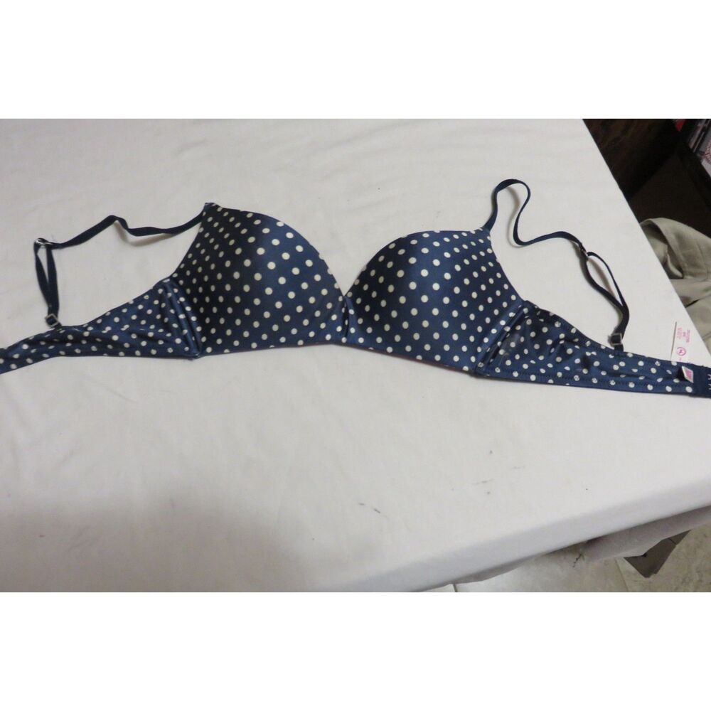 PINK VICTORIA'S SECRET V NECK PUSH UP BRA BLUE AND WHITE SIZE 36 B